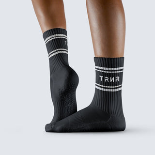 TRNR Crew Grip Socks - Black with white pinstripes